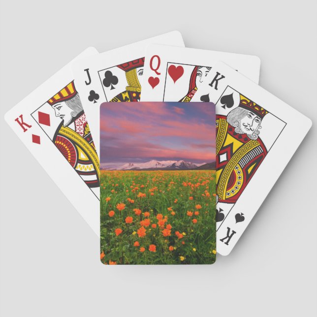 Baralho Flores | Montanhas com paisagens de flores silvest (Verso)