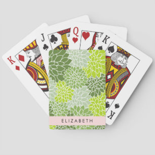 Baralho Flores Verdes Dahlia, Padrão Floral, Seu Nome