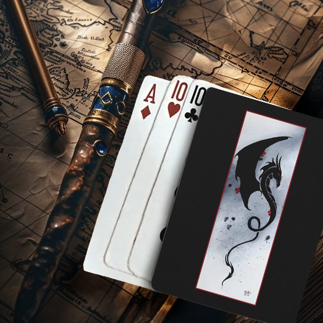 Baralho Flores Vermelhas Azuis Dragão Preto (Criador carregado)
