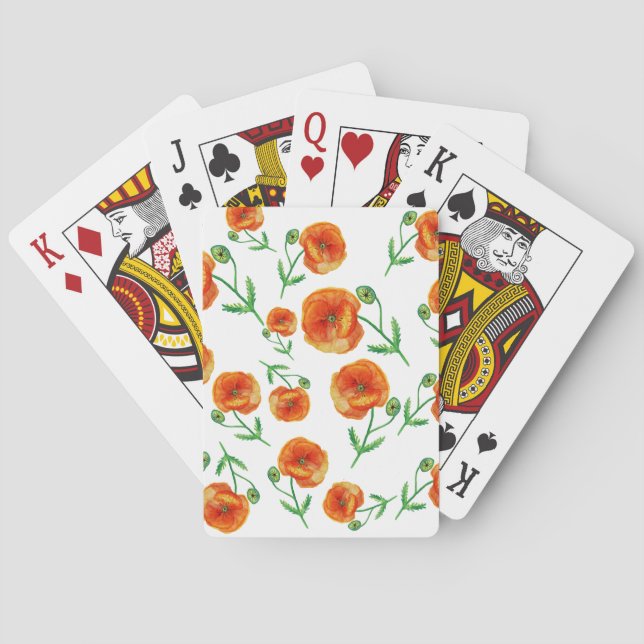 Baralho Flores vermelhas de cor aquosa Cartões de Reproduç (Verso)