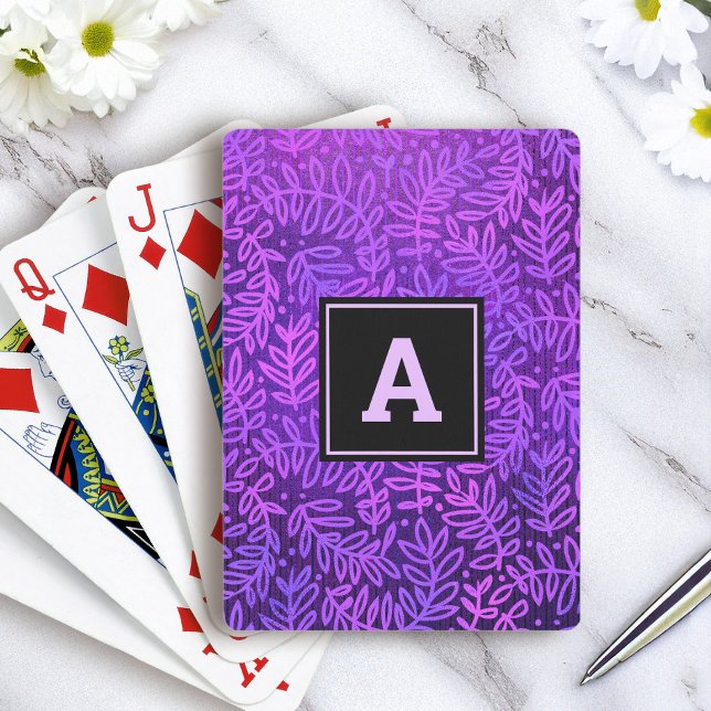Baralho Folha roxa padrão negrito tipo monograma moderno (Criador carregado)