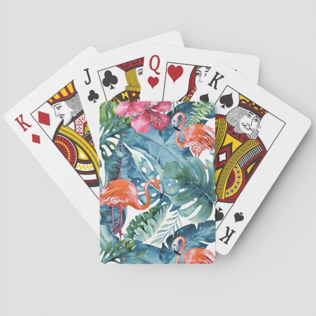 Baralho Folhagem Teal PixDezines Rosa (Verso)