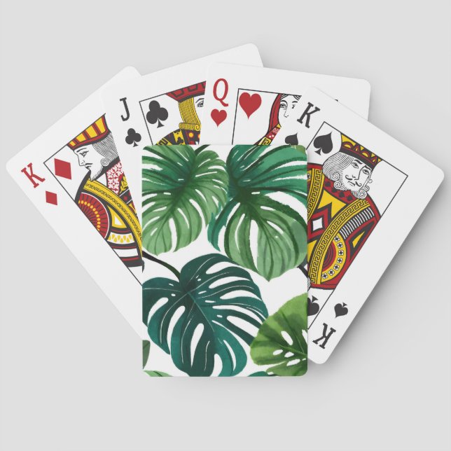 Baralho Folhas de Monstera | Aquarela Moderna Simples (Verso)