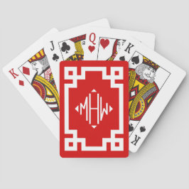 Baralho Fonte de Monograma de Diamante Branco Vermelho com
