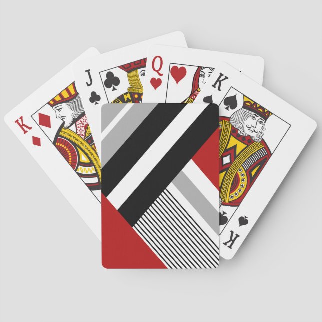 Baralho Formas geométricas vermelhas, cinzas, brancas e pr (Verso)