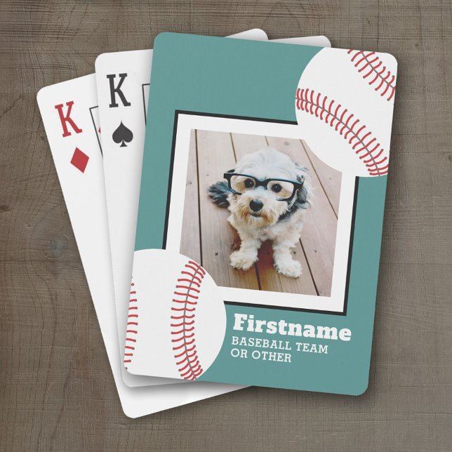 Baralho Foto Da Bola De Baseball Adicionar Seu Nome - Pode (Personalized Playing Cards - Sporty Design)
