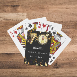 Baralho foto de 70 de aniversário de estrelas pretas doura