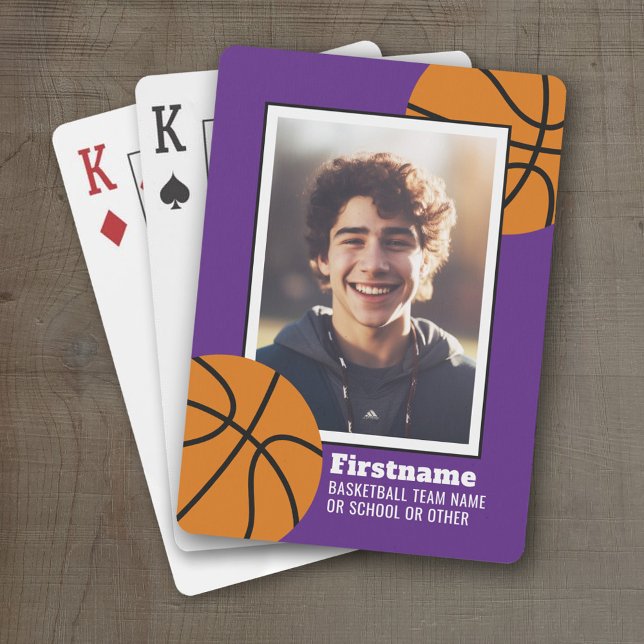 Baralho Foto de basquete adiciona seu nome - Pode editar r (Personalized Playing Cards - Sporty Design)