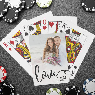 Baralho Foto de Casal com Letra Elegante de Amor