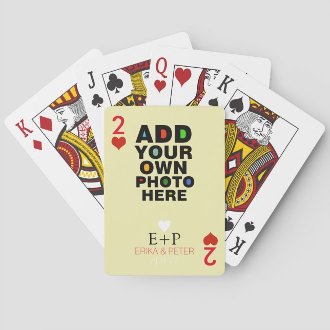 Baralho Foto de Casamento com Dois Corações (Verso)