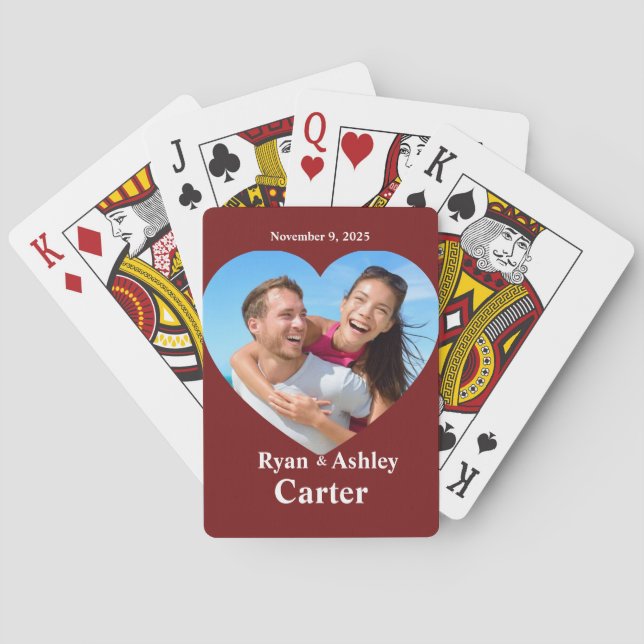Baralho Foto de Coração Casamento Noiva & Noivo (Verso)