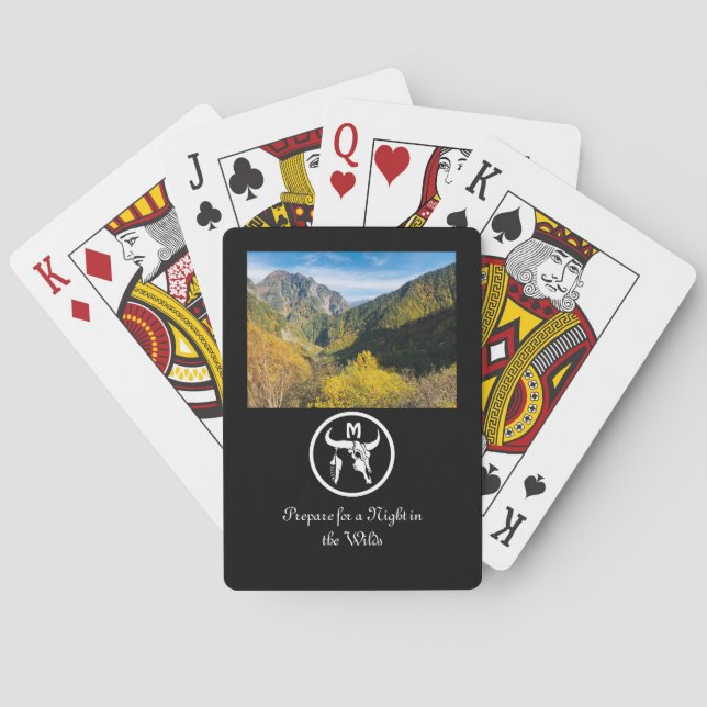 Baralho Foto de Monograma Silhueta Silhueta Branco Longhor (Verso)