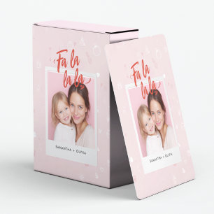Baralho Foto de Natal Personalizada Fa La La Pink