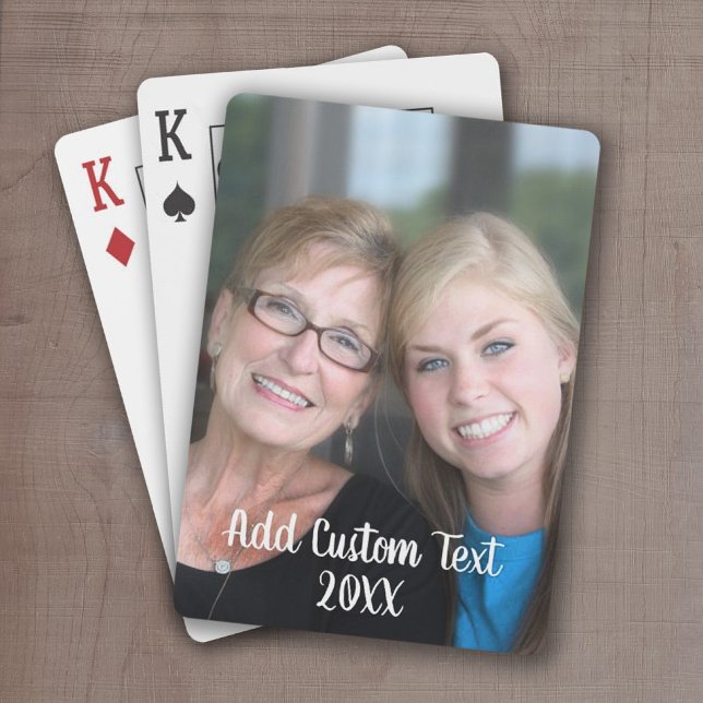Baralho Foto do cheio - Texto Vertical Personalizado (Add your photo to these personalized playing cards)