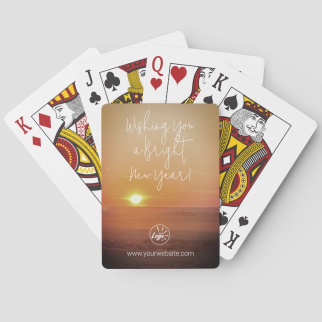 Baralho Foto do feliz ano novo com marca personalizada (Verso)