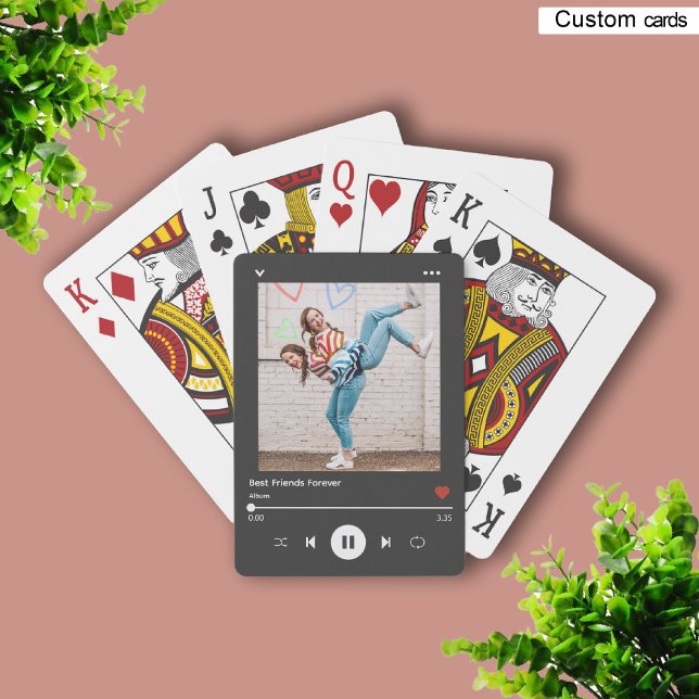 Baralho Foto e nome exclusivos do player de música de tend (Trendy Song Player Photo & Name Unique Black Playing Cards)