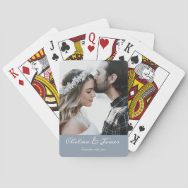Baralho Foto elegante Calliografia Casamento Dusty Blue