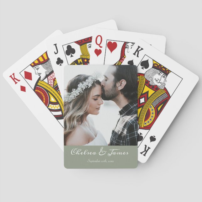 Baralho Foto legante caligrafia Sage Green (Verso)