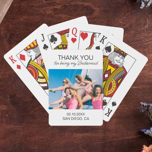 Baralho Foto Personalizada Bridesmaid Muito Obrigado (Bridesmaids Thank You Favor Personalized Photo Poker Cards
)