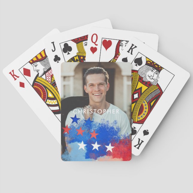 Baralho Foto personalizada com sinalizador América (Verso)