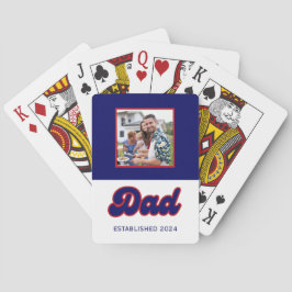 Baralho Foto personalizada do pai e ano, retro vermelho e 