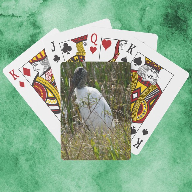 Baralho Fotografia de Wood Stork Bird Florida (A deck of playing cards featuring a wood stork bird.)