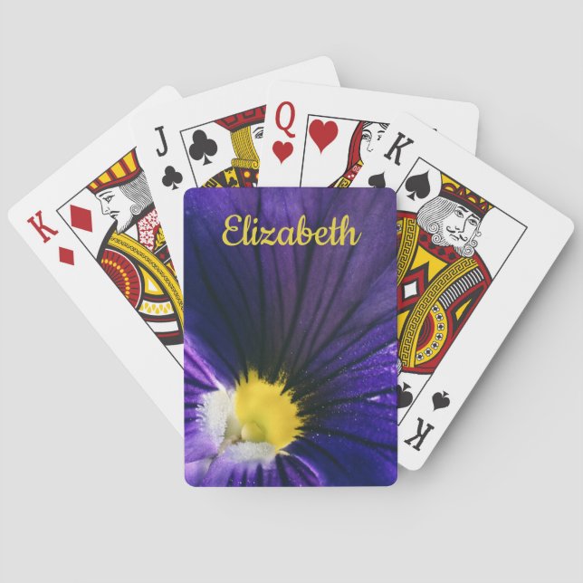 Baralho Fotografia macro pansy púrpura floral elegante (Verso)