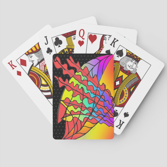 BARALHO FRONTEIRAS ELEGANTES DE FOLHA VERMELHA (Verso)