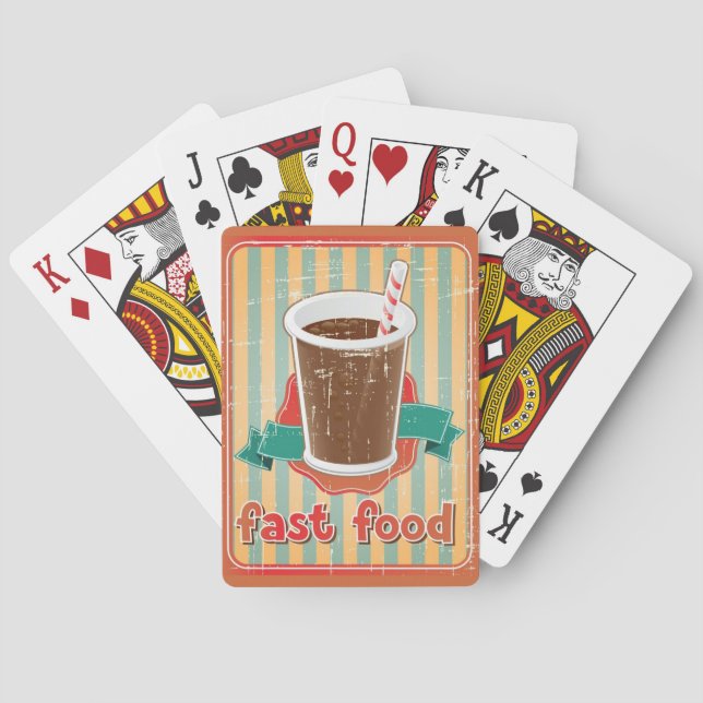 Baralho Fundo do fast food com bebida no estilo retro (Verso)