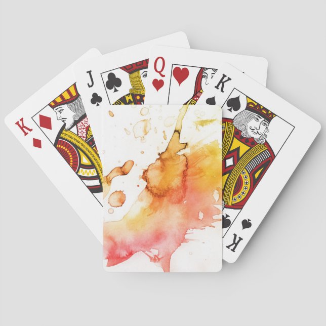 Baralho fundo pintado manualmente com abstrato d aquarela (Verso)