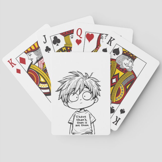 Baralho Funny Chibi Anime Boy Classic Playing Cards (Verso)