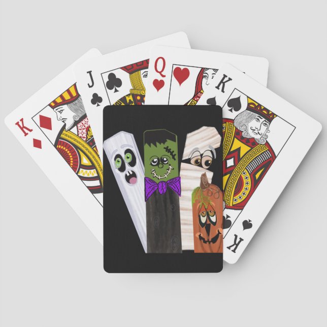 Baralho Funny Frankenstein Ghost Pumpkin Homem Invisível (Verso)