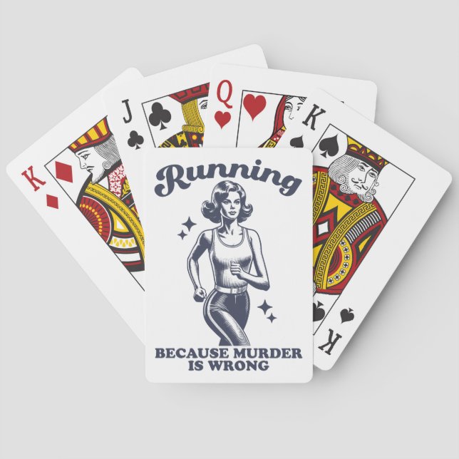 Baralho Funny Running Because Murder Is Wrong Retro (Verso)