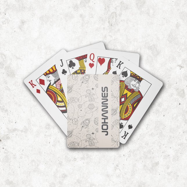 Baralho Galáxia de Exploração do Espaço Personalização Uni (Playing Cards - Explore the Universe Beige)