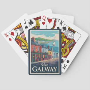 Baralho Galway Ireland Illustration Viagem Art Vintage