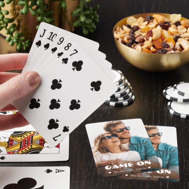 Baralho Game On Family Black and White Photo Playing Cards (In situ)