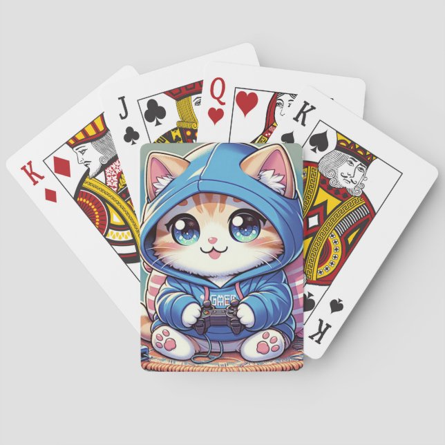 Baralho Gamer Cat. Jogador Reproduzível em Cozy Setting (Verso)