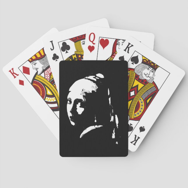 Baralho Garota de abstrato com brinco de pérolas (Verso)