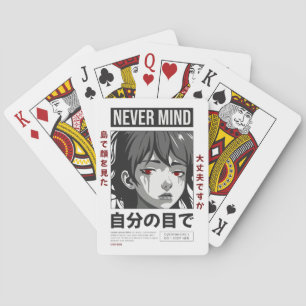 Baralho Garota de Anime Estética Jogando Cartas - "Não Lig