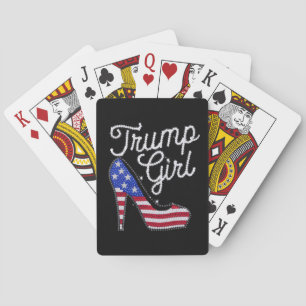 Baralho Garota Trump Salto Alto Bandeira Americana Brilho