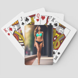 Baralho Garota vestindo biquíni em salto alto Jogando Cart