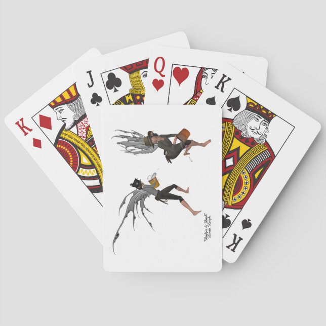 Baralho Garoto Gêmeo Chuva Cartões Brincando (Verso)