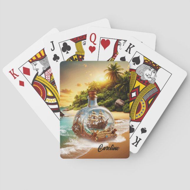 Baralho Garrafa única e incrível com navio (Verso)