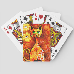Baralho Gatinho De Gato Quimológico Retro Laranja Amarelo