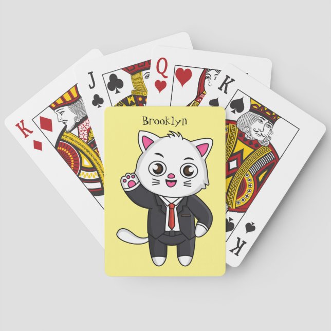 Baralho Gatinho fofo de terno desenho animado  (Verso)