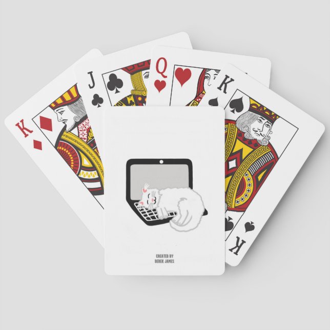 Baralho Gato Branco Dormindo Em Cartões De Reprodução De L (Verso)