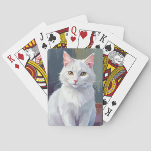 Baralho Gato Branco   Pintura de Gato de Estimação em Aqua