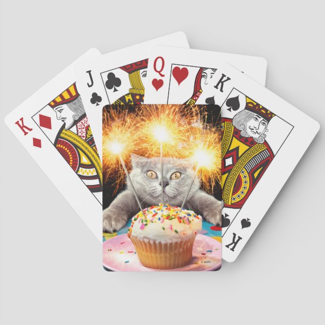 Baralho Gato com Cupcake Sparkler (Verso)