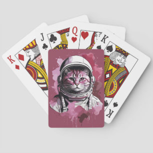 Baralho Gato de Astronauta da Cor da Água Vermelha