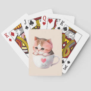 Baralho Gato de Chibi, Rosa, Cinzento, Cinzento-Cinzento, 